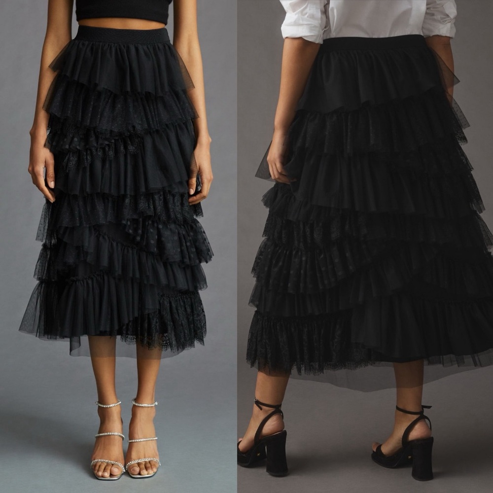 Anthropologie Ruffled Tulle Midi Skirt - Picture 8 of 8